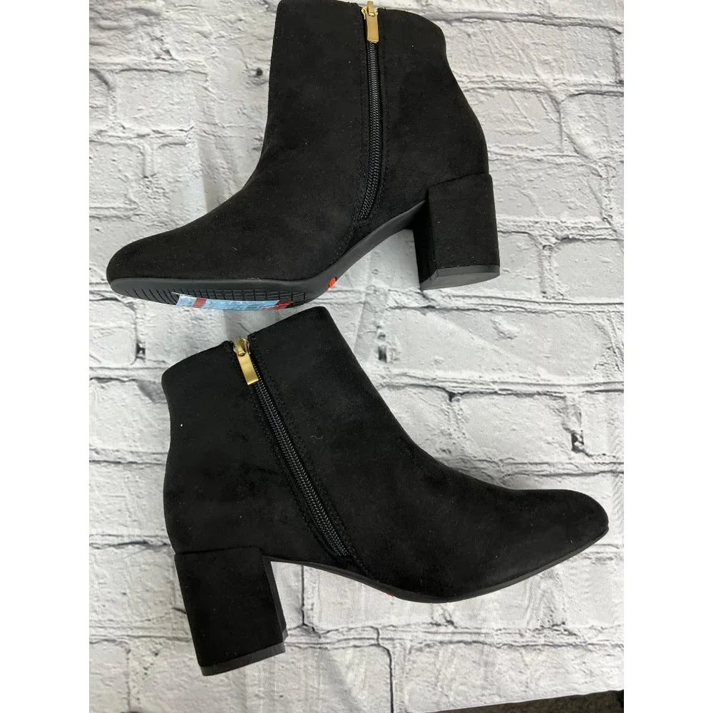 Rockport Oakley Ruffle TOTAL MOTION Black Suede Leather 2.5 inch block heeled Bo - Picture 9 of 16